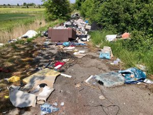 Illegally dumped waste in a lane off Roxton Road, Immingham.
