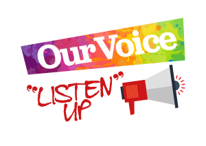 Our Voice Listen Up Logo