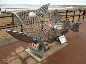 Hammy the Haddock, a large fish sculpture made of stainless-steel.