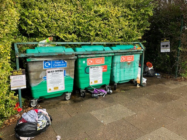 Fly-tipping at Sutcliffe Avenue recycling bank