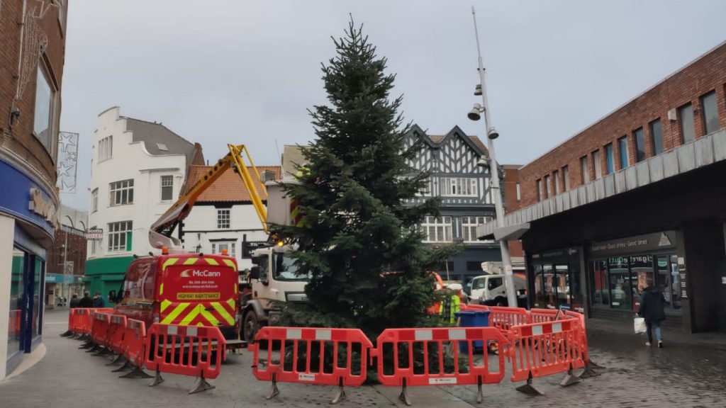 One of the Christmas trees in Grimsby town centre