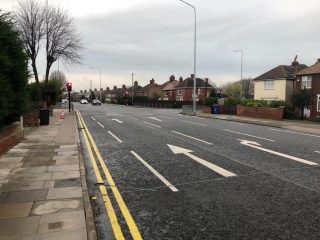 A photo of the new road layout.