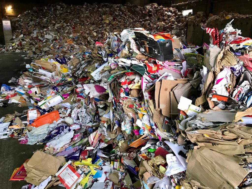 A mountain of paper and card ready to be recycled.