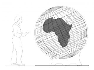 A technical drawing of the new globe recycling sculpture.