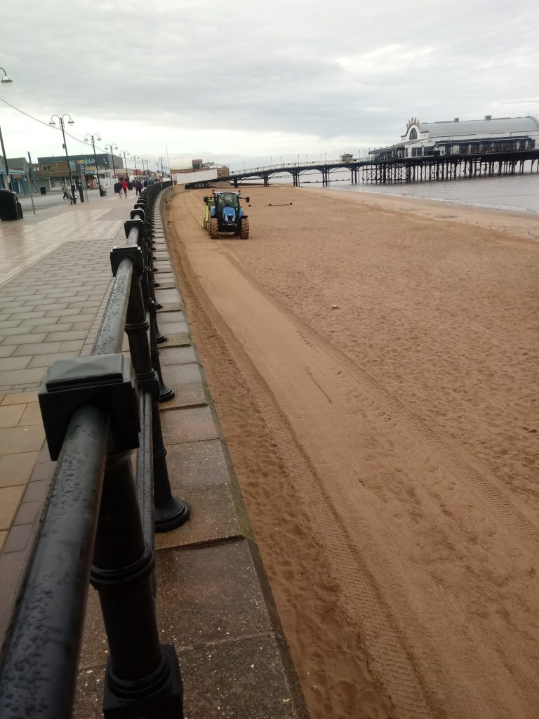 Cleethorpes beach being raked