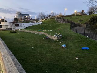Litter left in Pier Gardens, Cleethorpes