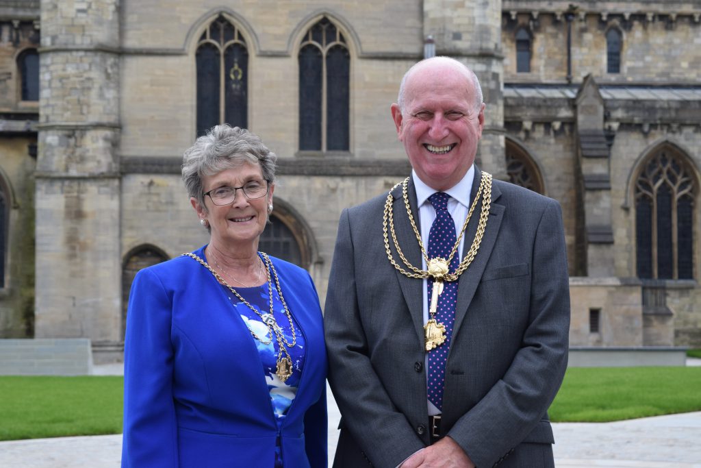 Mayor of North East Lincolnshire and Madam Mayoress in St James Square