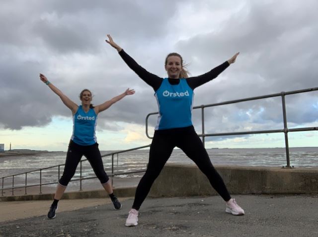 Emma Toulson and Lauren Little from Ørsted gear up for the Ørsted Great Grimsby 10K
