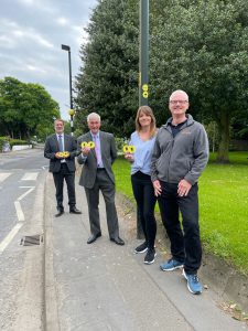 Phillip McConnell, ENGIE Deputy Partnership Director, Councillor Stewart Swinburn, portfolio holder for environment and transport, and Tape2Tape directors Nicola and Neil Pattison stand at one of the FitRoutes trails