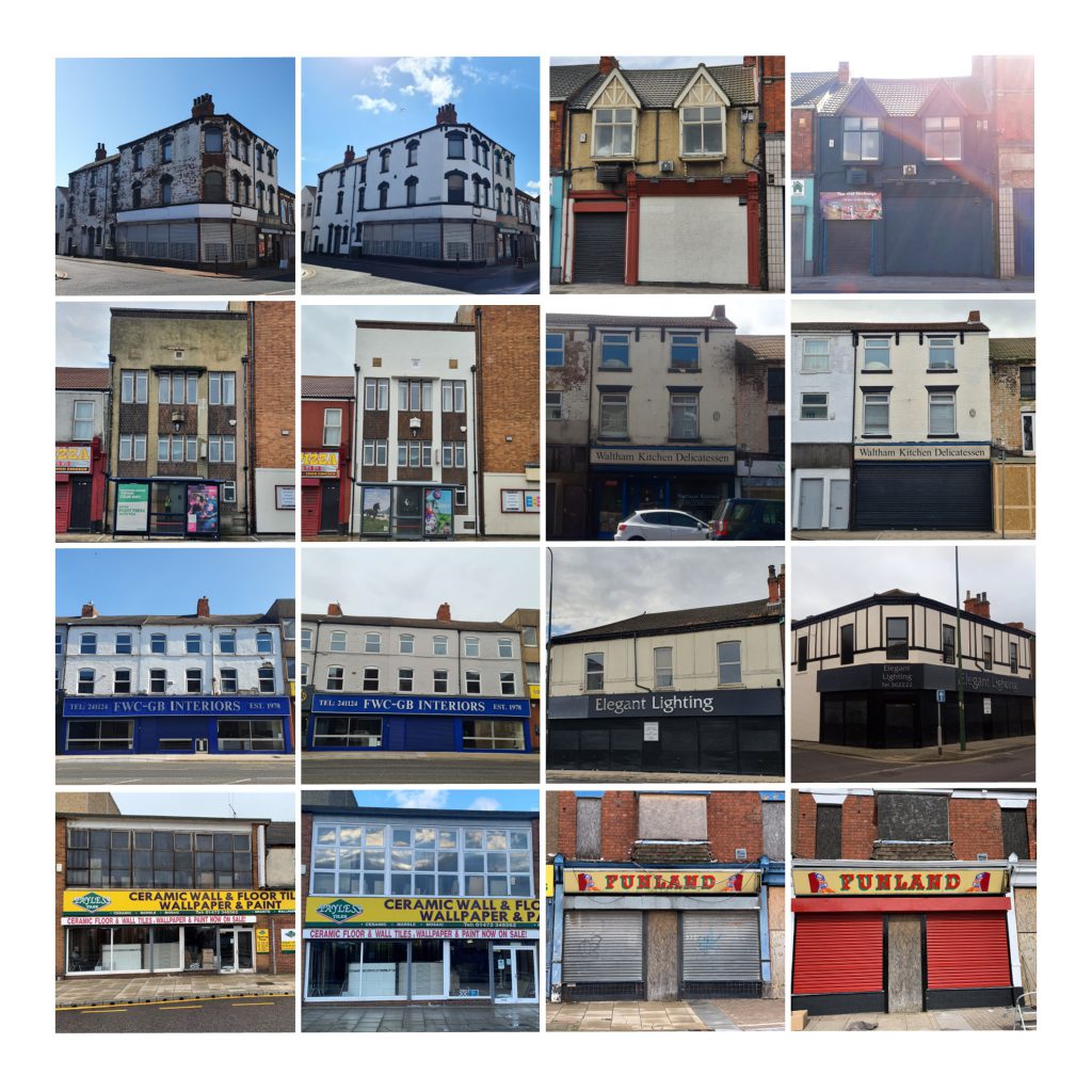 Before and after photos of improved buildings in Grimsby