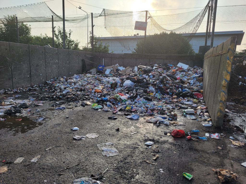 A photo of the aftermath of the fire at a waste bay in Doughty Road Depot