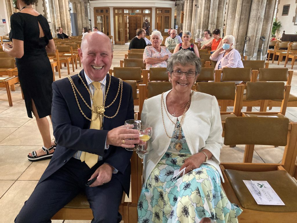 The Mayor and Mayoress at the Grimsby Minster Cafe re-opening