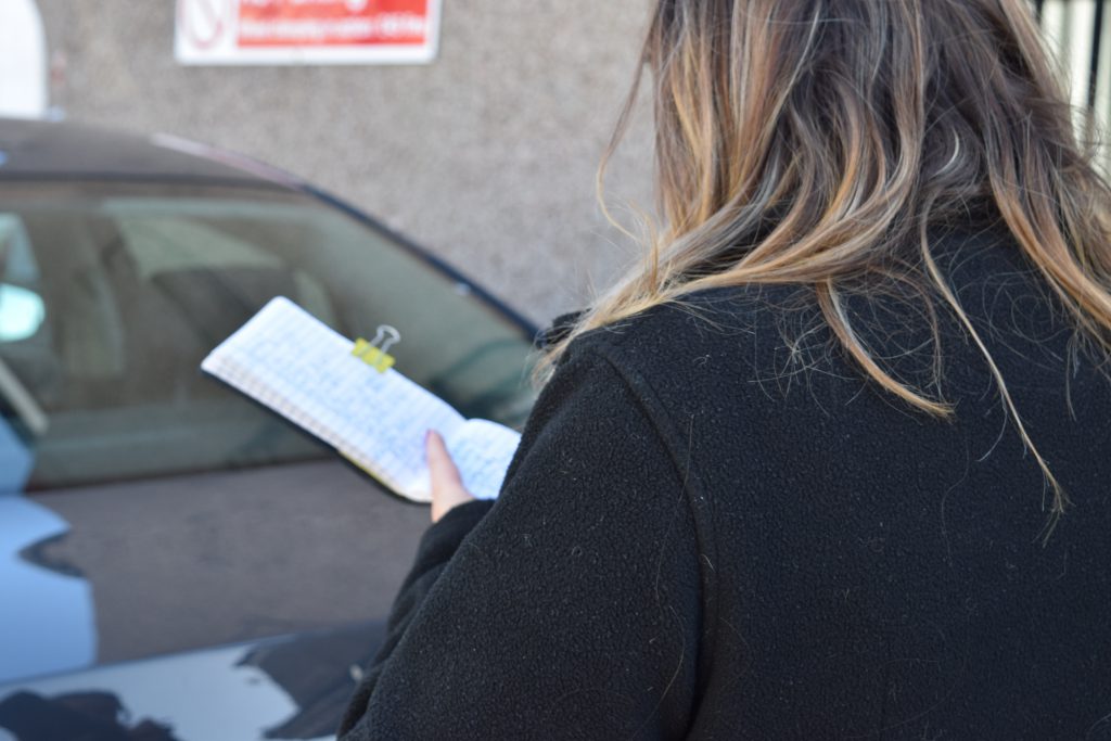 A taxi being checked