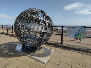 Stainless steel recycling sculpture on Cleethorpes North Prom