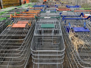 143 shopping trolleys at Doughty Road Depot in Grimsby