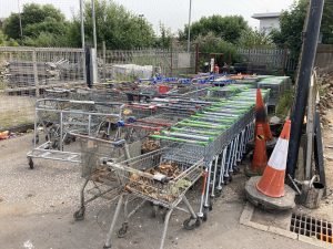 143 shopping trolleys at Doughty Road Depot in Grimsby