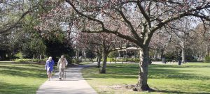 Pam and Paul Shreeve walking in People's Park