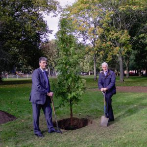 Cllr Philip Jackson and Cllr Stewart Swinburn tree planting at Weelsby Woods