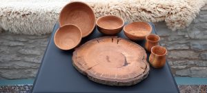The cherry wood bowls and a cross section