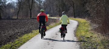 Stock image of people cycling