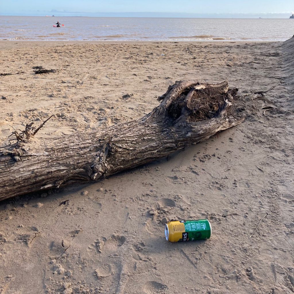 An empty cider can left on the Fitties Beach.