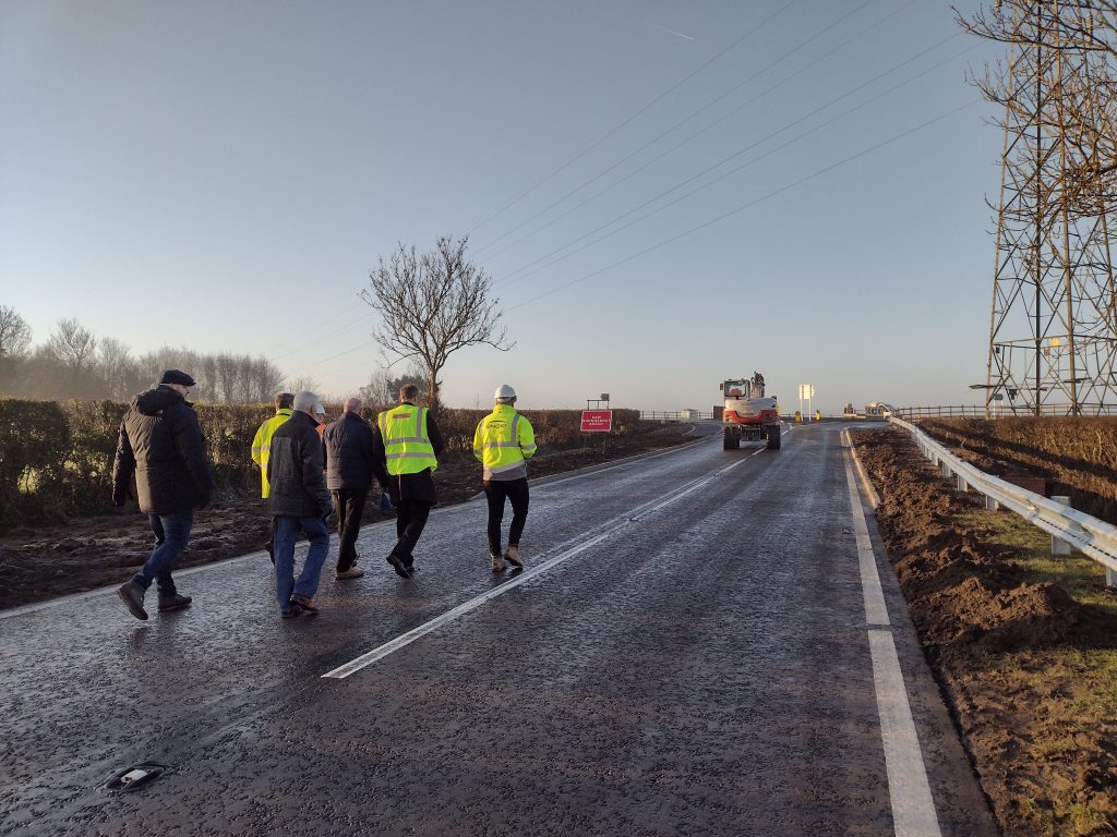 A site visit at the A18 back in December when the roundabout had been completed.
