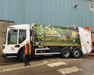 Cllr Stewart Swinburn with the Love Immingham lorry.