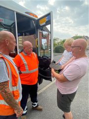 Mason with his grandad Chris and Paul and Nik