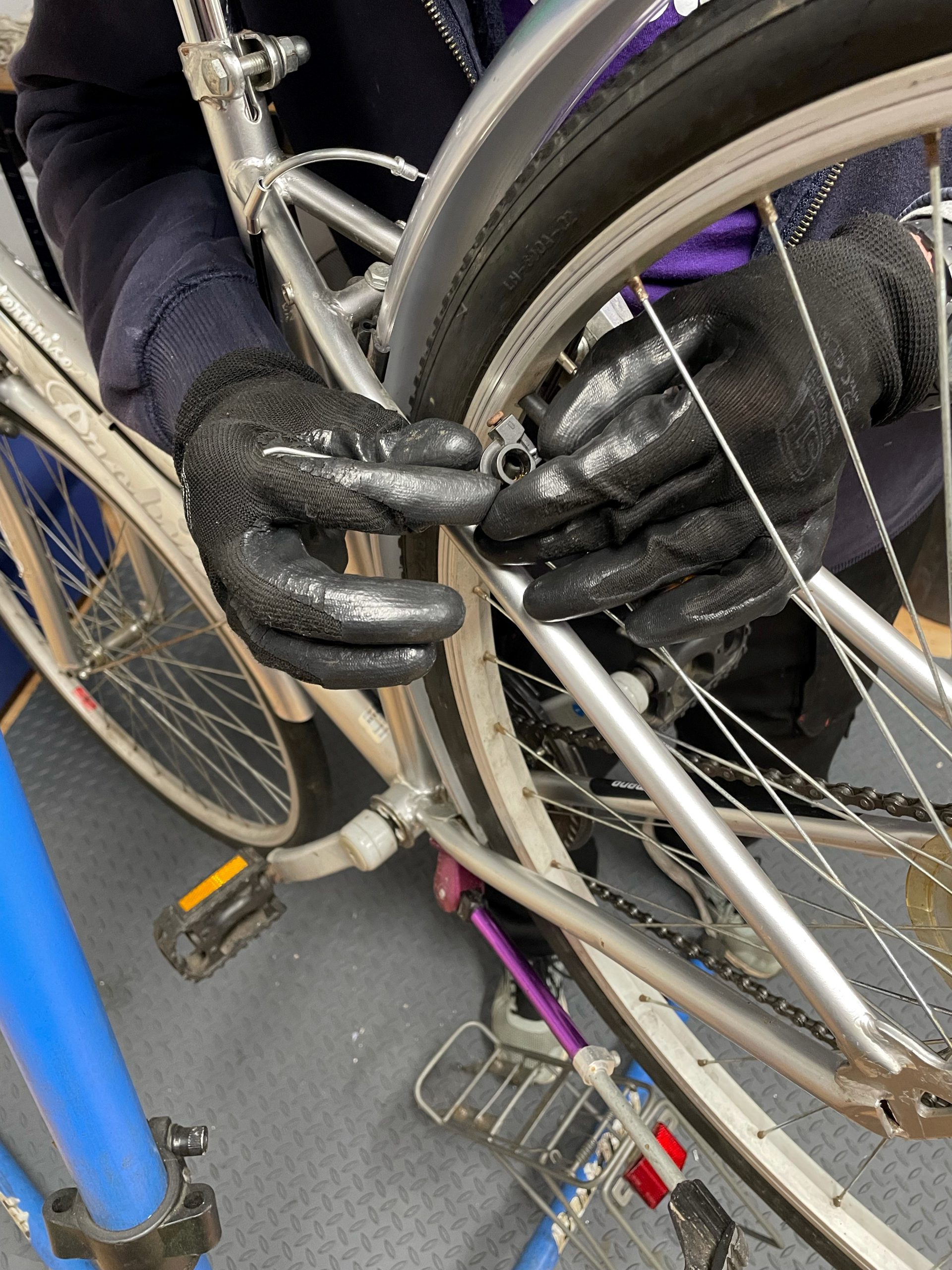 Person repairing bike