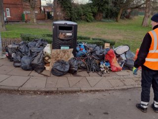 Piles of litter picked at Ainslie Street park in Grimsby