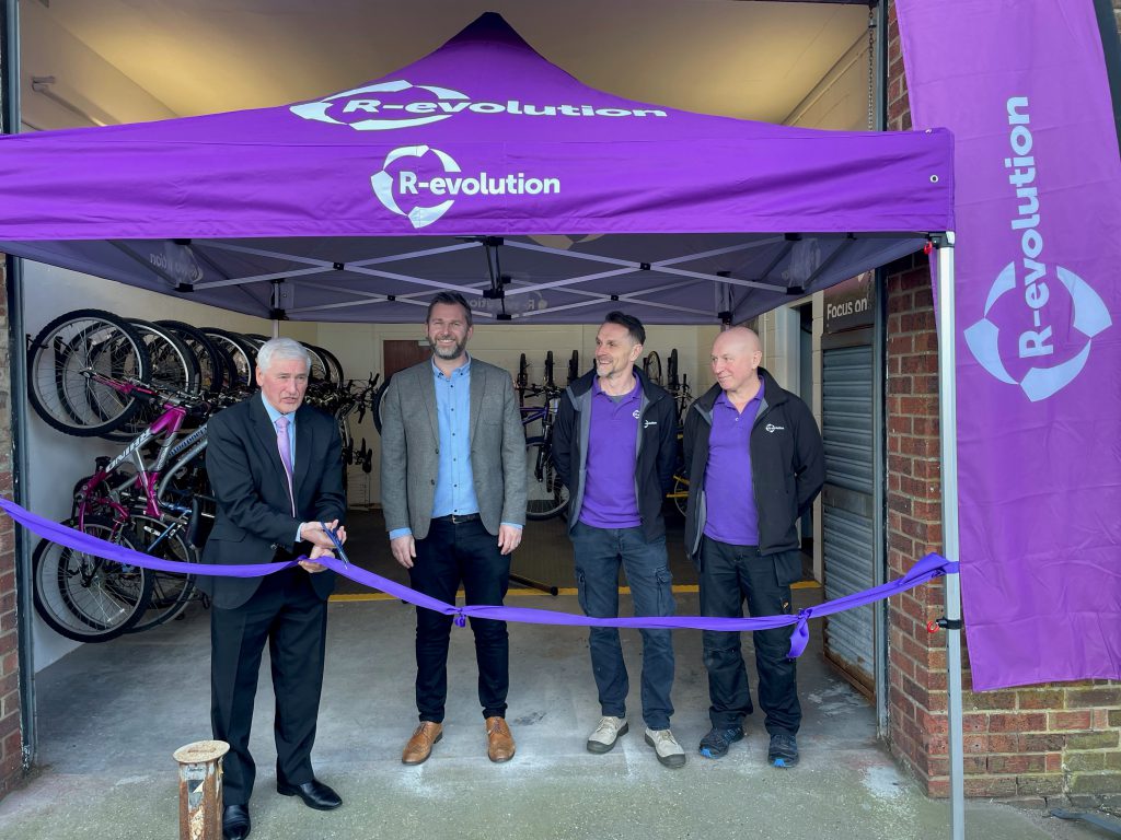 Councillor Stewart Swinburn, portfolio holder for environment and transport at North East Lincolnshire Council, along with representatives from R-evolution, James Hewson-Smith, Sean Cogley and Andy Bullimore.