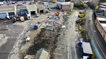 Flattened buildings at the Doughty Road Depot in Grimsby