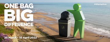 Giant litter bin on a beach