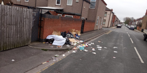 Fly-tipped waste in Roberts Street