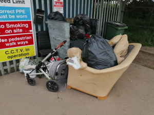 Rubbish fly-tipped outside Grimsby Tip at Easter