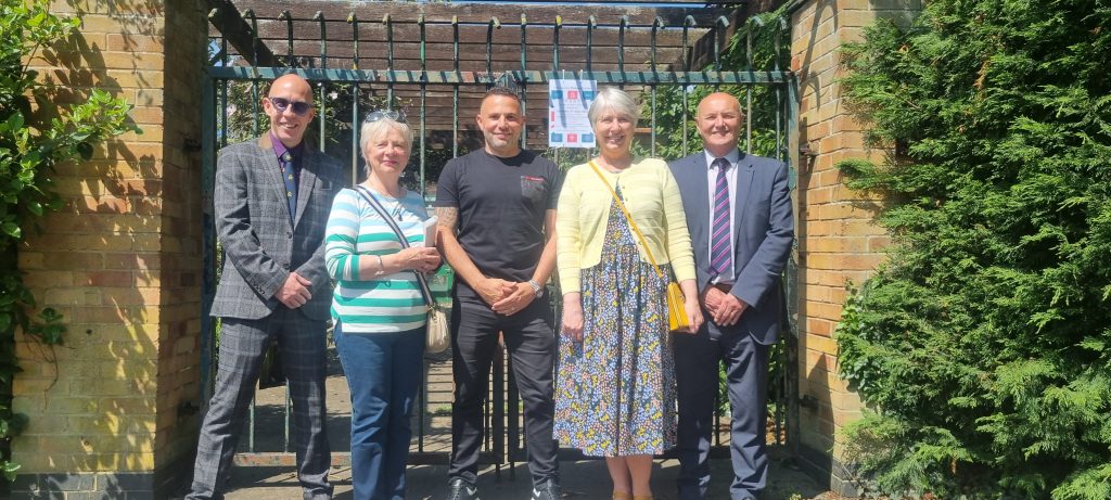 Pictured (left to right): Park Ward councillor Cllr Daniel Westcott, Vice-chair of Park Ward Together Sylvia Moss, Peter Fuller from Gravity Red Inspires, Treasurer of Park Ward Together Sharon Pinder and Park Ward councillor Cllr Paul Silvester.