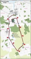 Map showing the Great Grimsby 10K race route