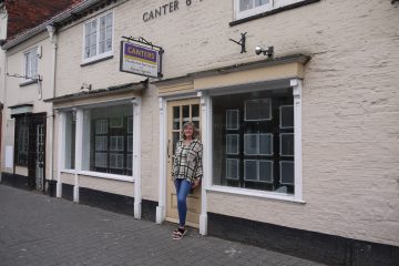 Paula Denton in front of the old Canters building
