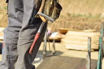 Stock generic photo of builders legs