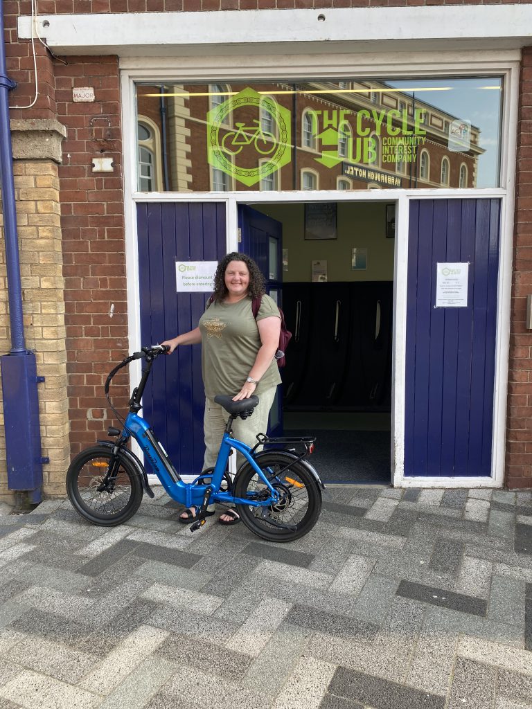 Cllr McClean with her e-bike