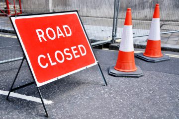 Road closed sign