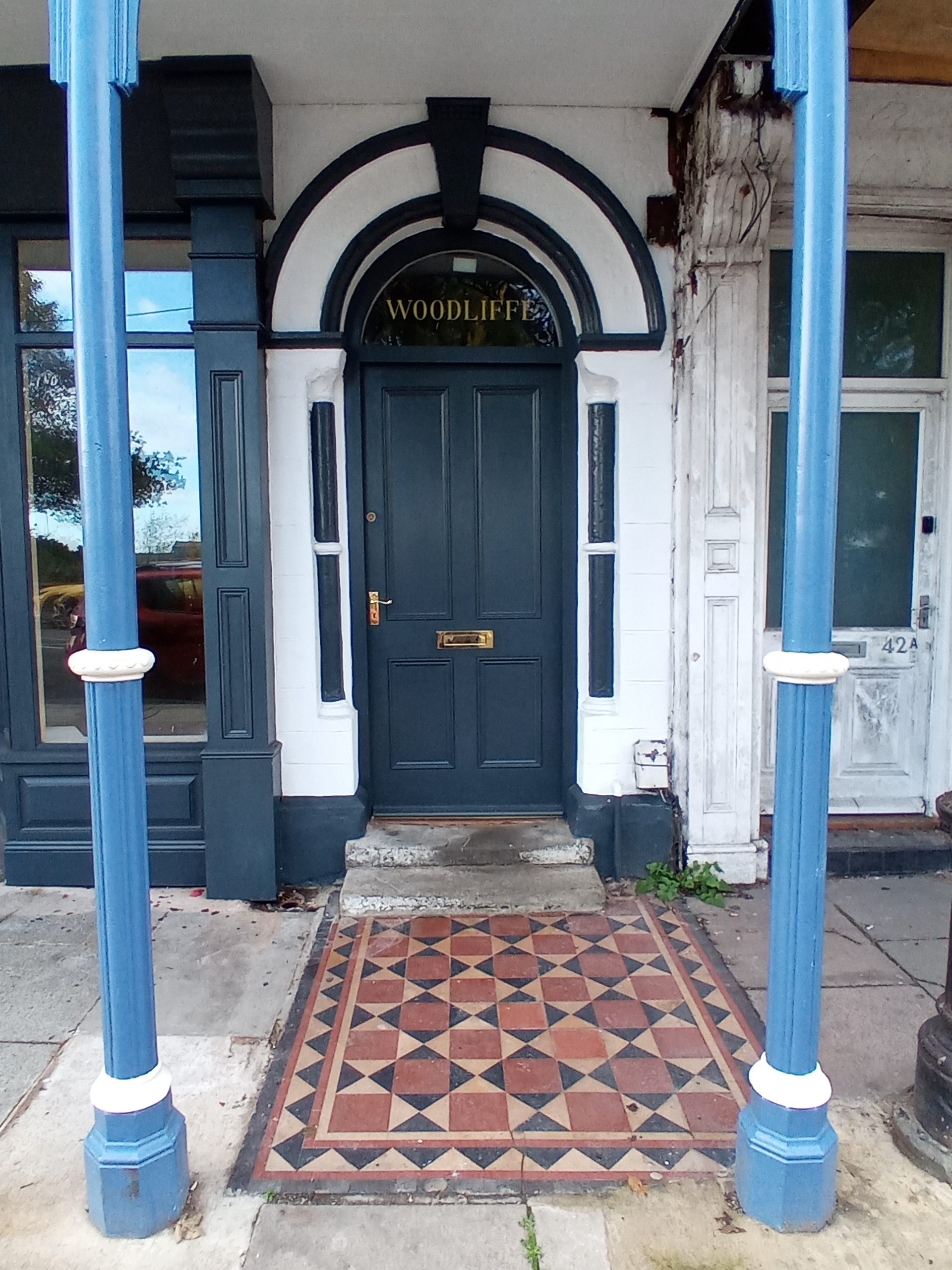 41 Alexandra Road - front door and name above in the skylight