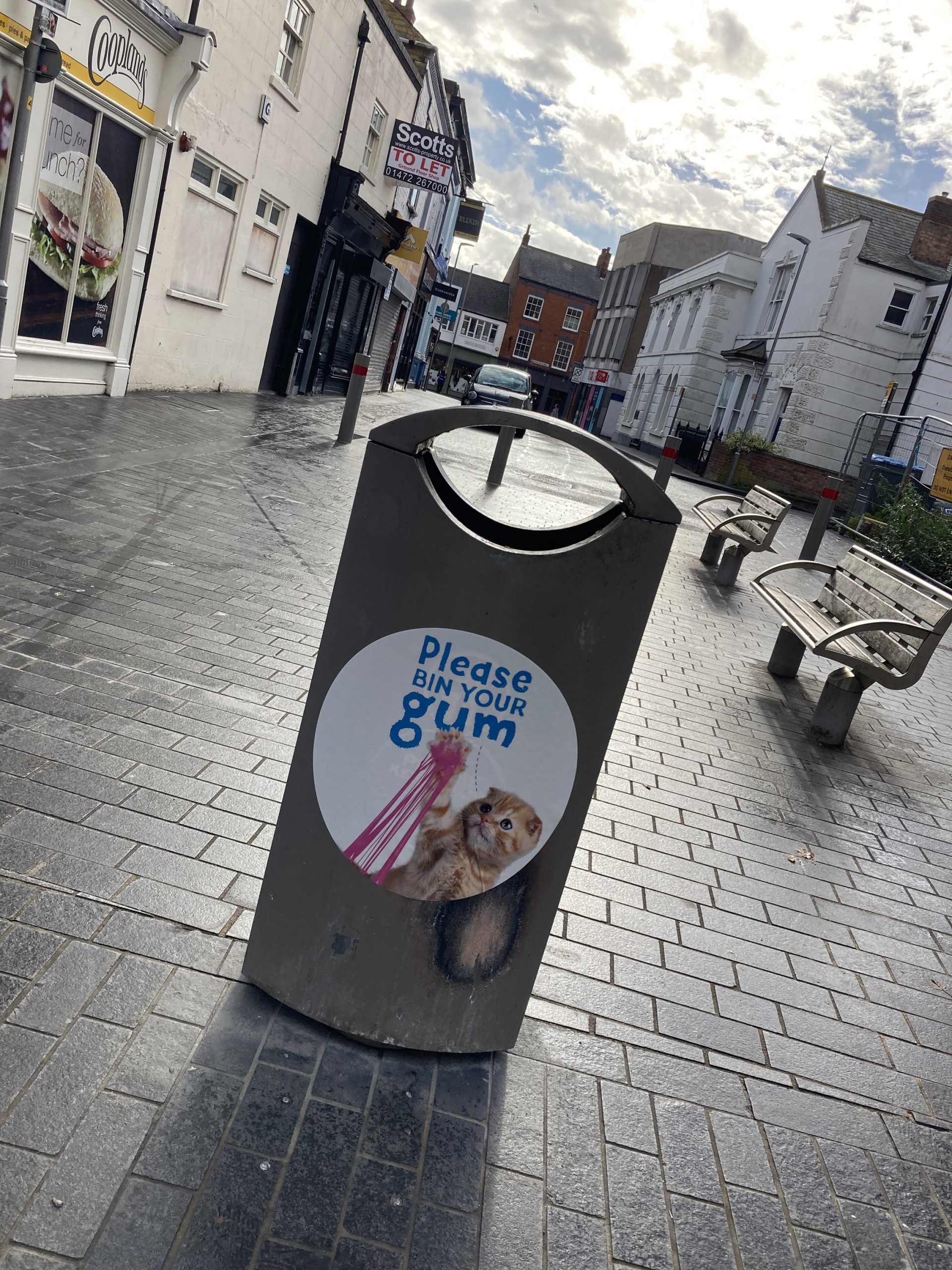 Bin poster reminding people to bin their gum