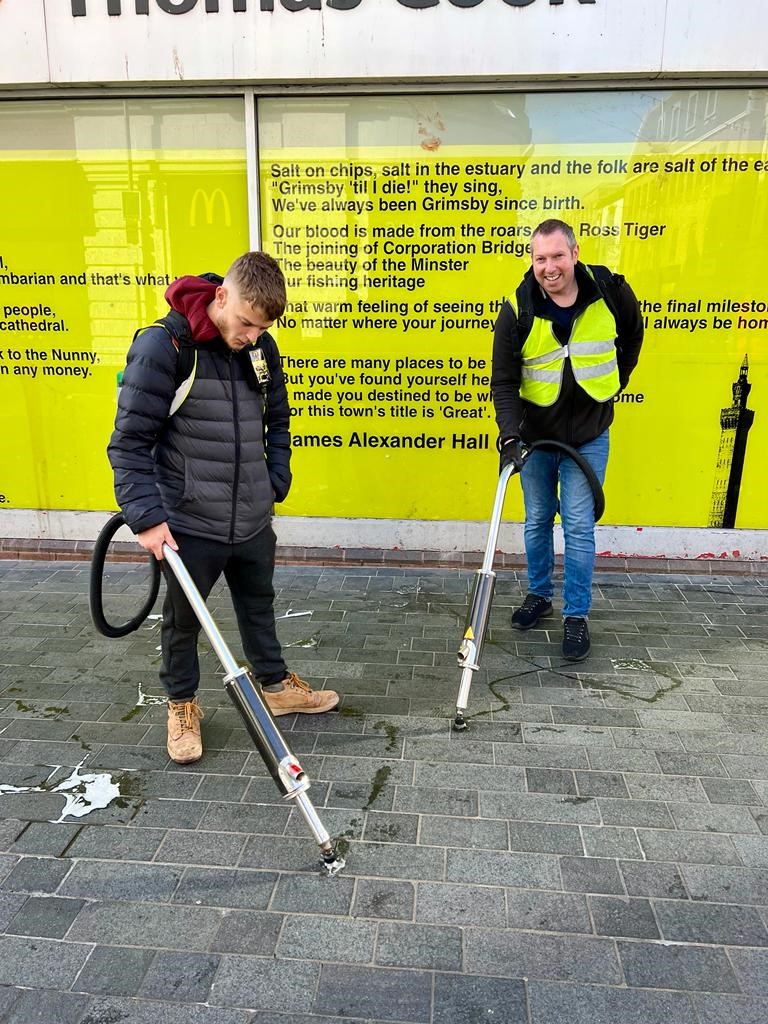 Cleaning chewing gum stains from Grimsby streets