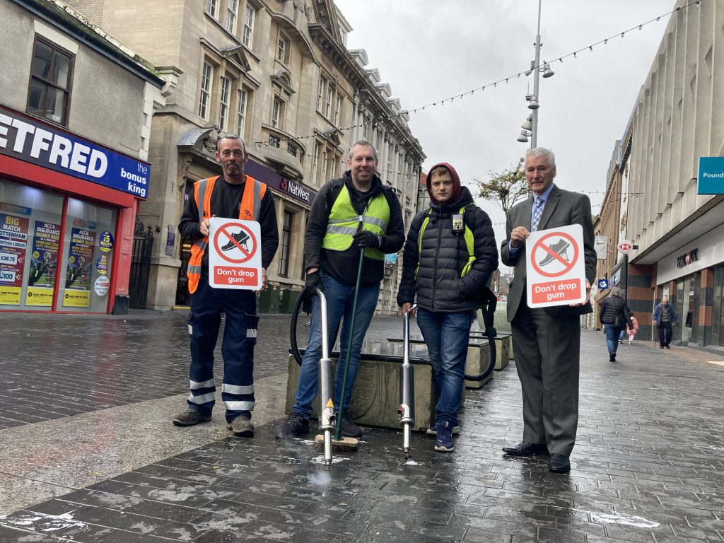 Cleaning up gum stains in Grimsby town centre