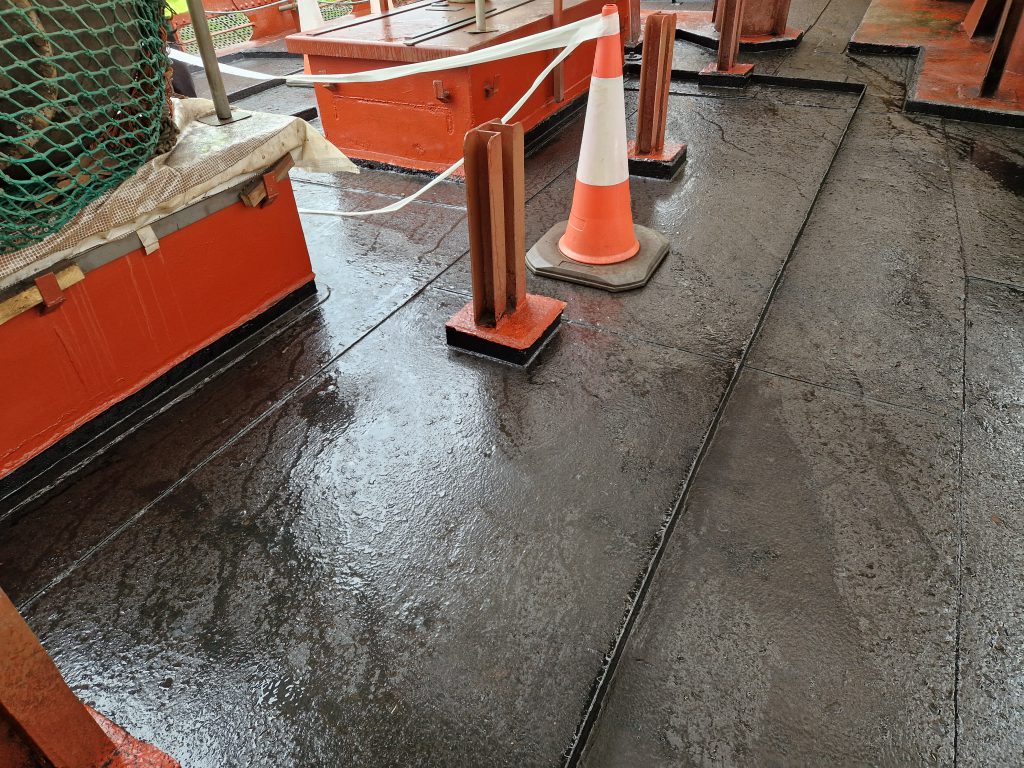 Painted steel deck