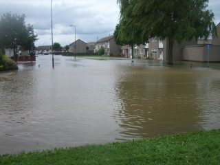 A flooded street in Grimsby during the floods of summer 2007