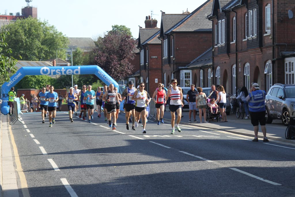 The start line with runners at the Grimsby 10k
