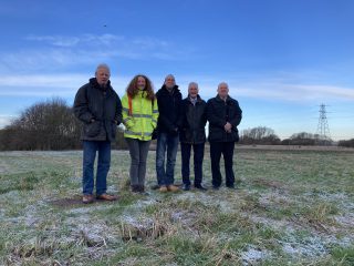 Pictured at Freshney Parkway with Cllr Stewart Swinburn are ward members Cllr James Cairns, Cllr Martyn Sandford, Cllr Garry Abel and ecology manager Rachel Graham.