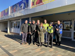 Councillors and officers from LA Support, Equans and Humberside Police outside Freeman Street Market in Grimsby.